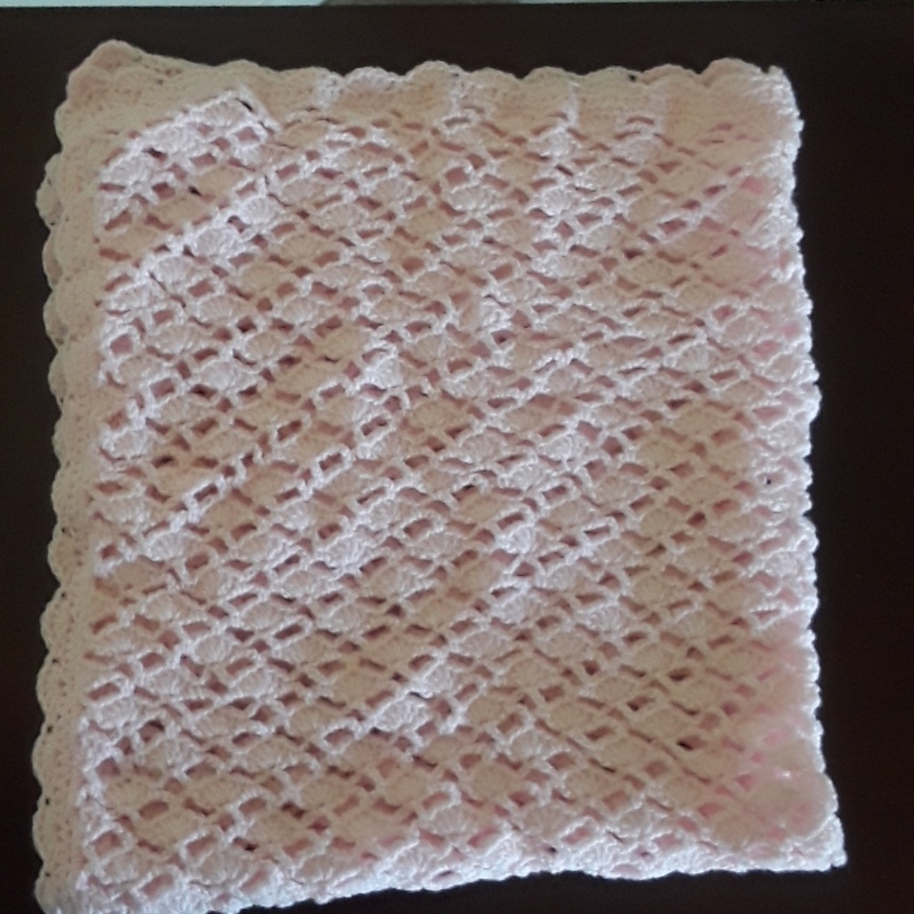Hand Knitted Pink Baby Blanket